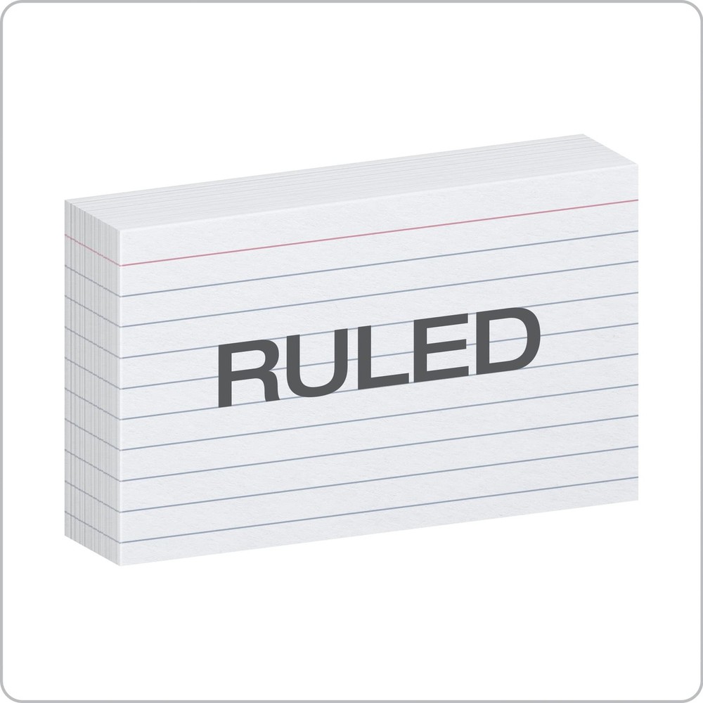 Index Cards, 3 x 5 Inches, White, Lined on Front, Blank on Back 500 Count 5 Pack