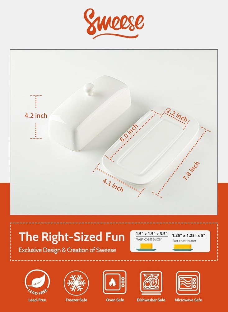 Professional Grade Porcelain Butter Dish
