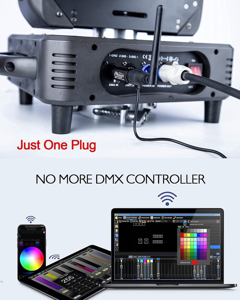 2.4G Wireless DMX Controller,Compact Transceiver with Wi-Fi Connectivity, Sup...