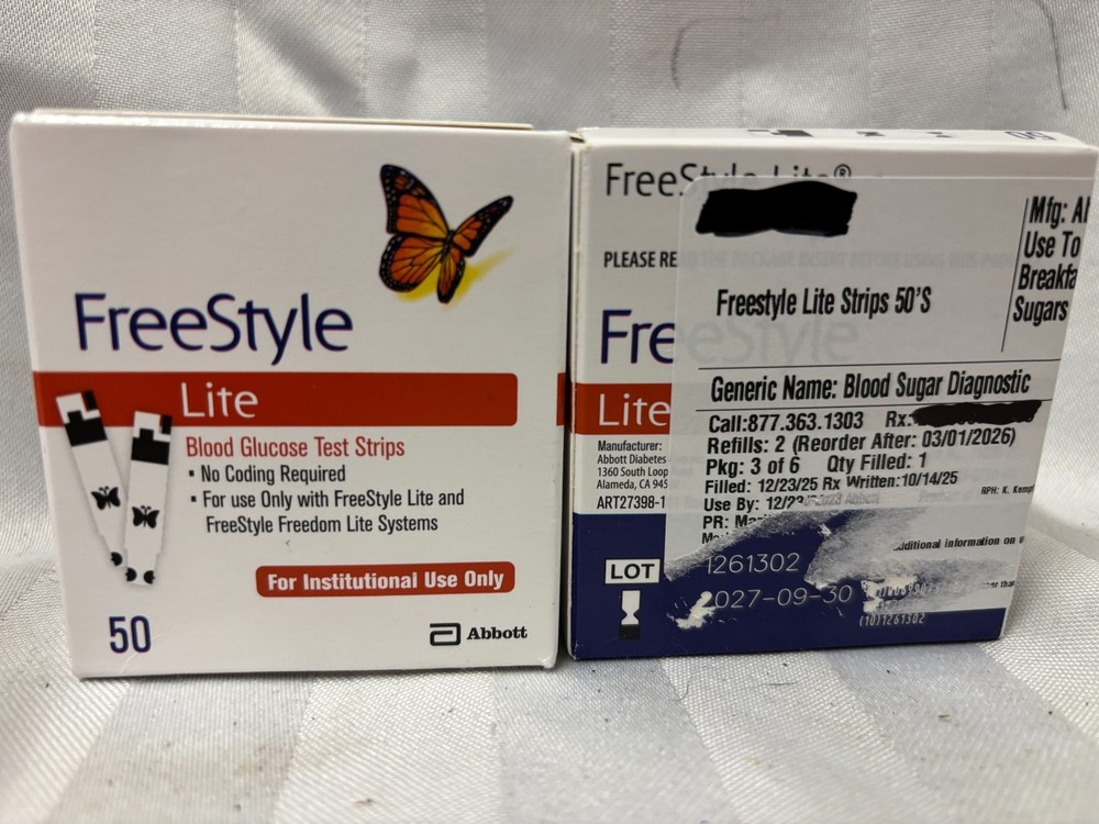 FreeStyle 100 Glucose Test Strips dated 1026-9/2027
