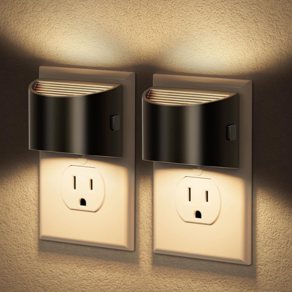 JandCase Night Light, Automatic Lights Plug into Wall,2 Pack Dusk Black