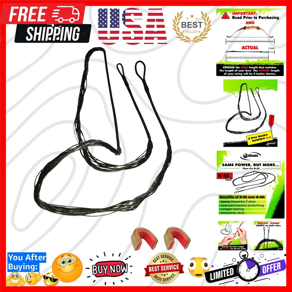 Dacron Bow String Replacement for Archery Recurve Traditional & Longbow Bows ...