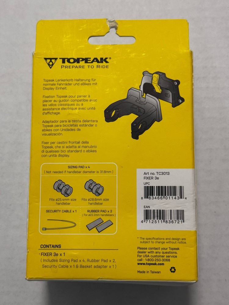 Topeak Fixer 3e for Front Basket Mount New