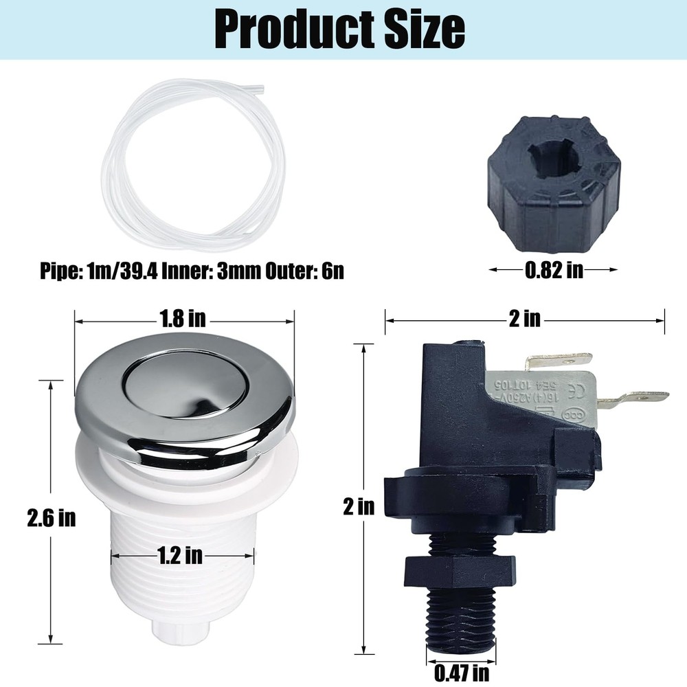 Hot Tub Air Switch 16A On Off Push Button Clear & White & Black