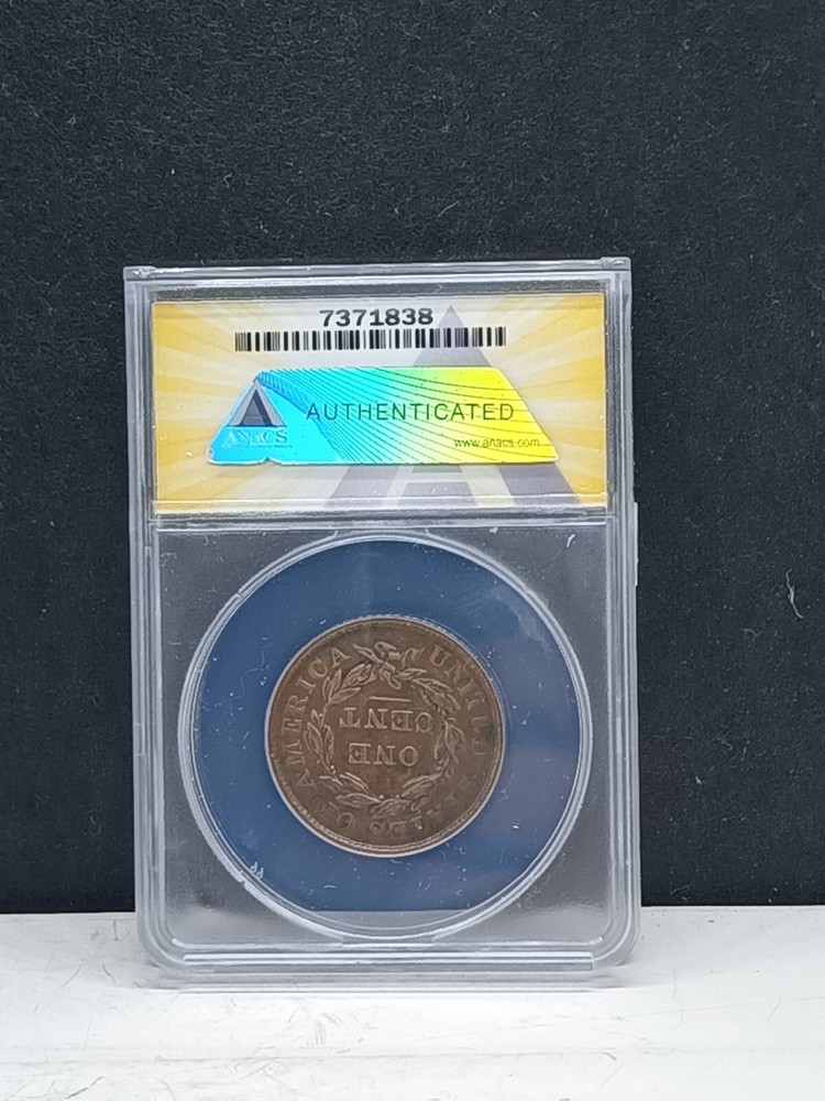 1837 Large Cent Liberty Head Graded ~ All Original ~ ANACS Grade EF45