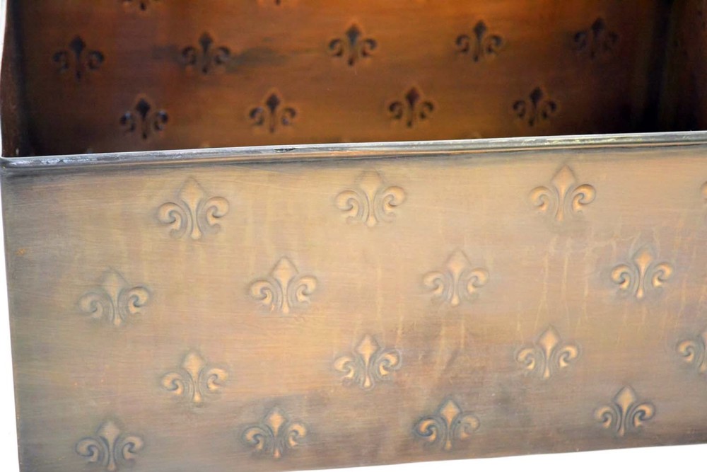 Rectangular Tin Utility Box, Fleur De Lis Pattern-6.75H x 16.25L x 11.75W