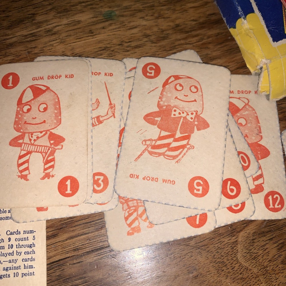 1920’s Johnston’s Candy Rummy Game Complete - Chocolate Drop Sam - Mini Cards