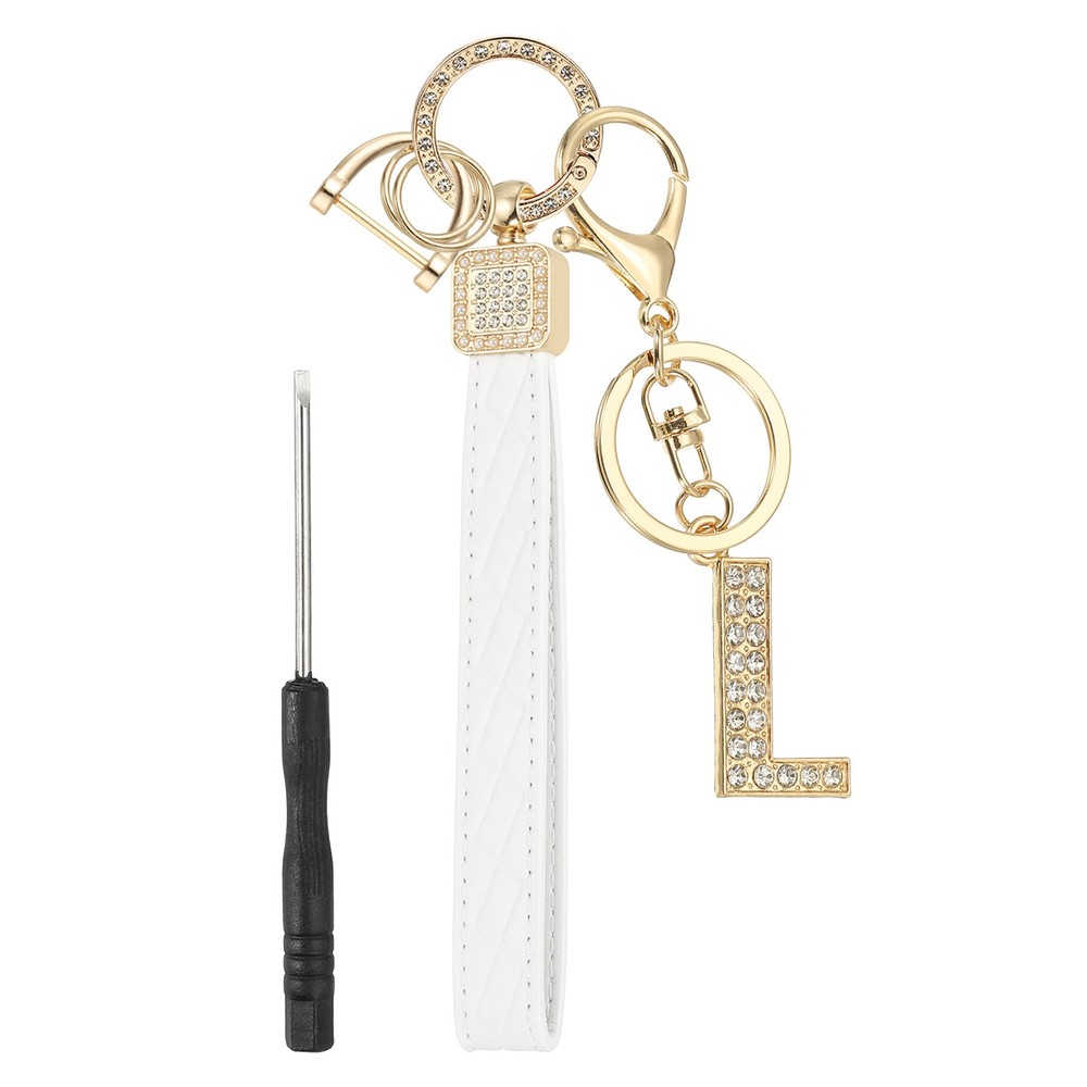 Leather Wristlet Keychain, Letter l Keychains