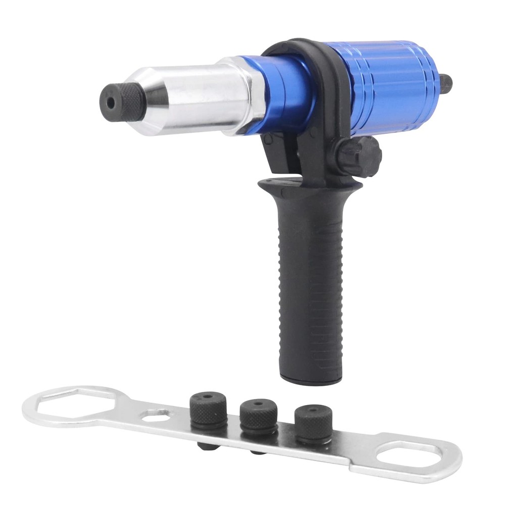 Blue Electric Rivet Gun Adapter with Handle, Riveter, Drill Attachment, Rivet...