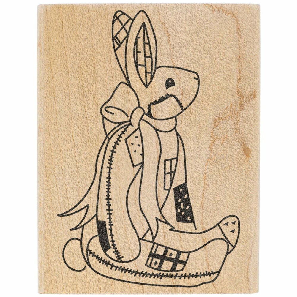 Patchwork Bunny Art Rubber Stamp
