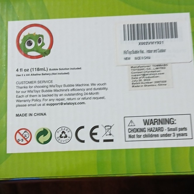 WisToyz Croco Battery Operated Bubble Maker Toy, Green, Includes Bubble Solution