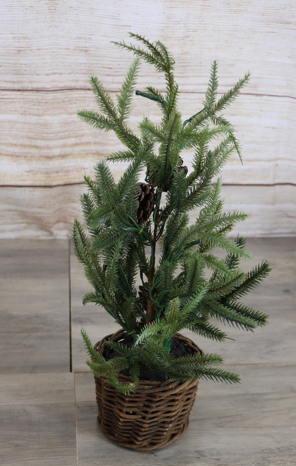 Pottery Barn Lit Pine Tree Small in Basket 18"
