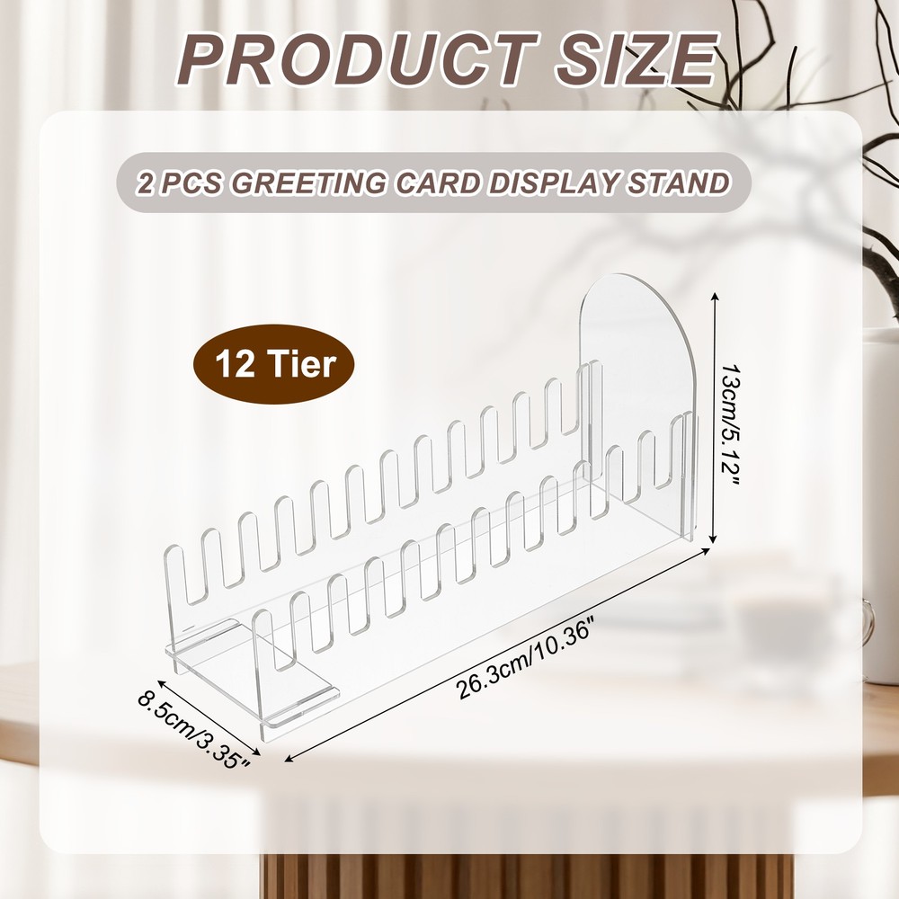 12 Tier 2Pack Clear Greeting Card Display Stand, Transparent
