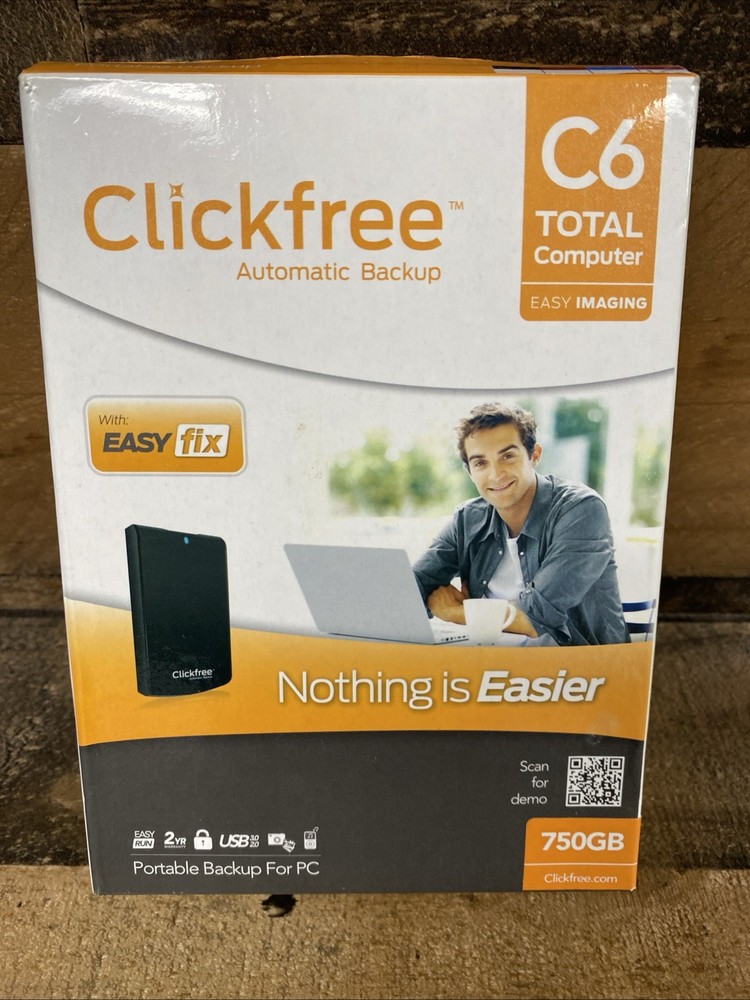 Clickfree Automatic Backup C6 For PC Computer Portable 750GB Storage