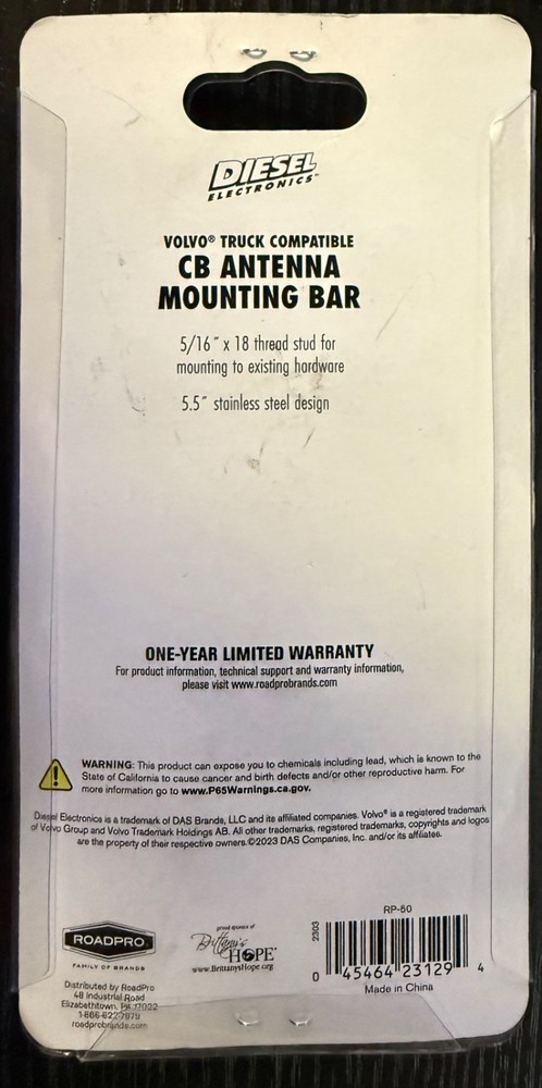 Diesel Electronics "CB Antenna Mounting Bar" (RP-50)