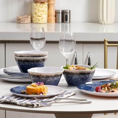 12-Piece Unbreakable Melamine Dinnerware Set for 4 - Lightweight, Chip & Scratch