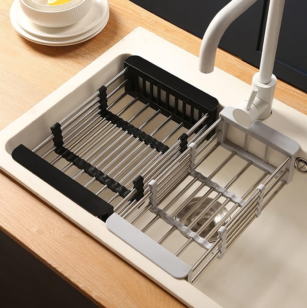 Adjustable Stainless Steel, Sink Over Sink Kitchen Basket