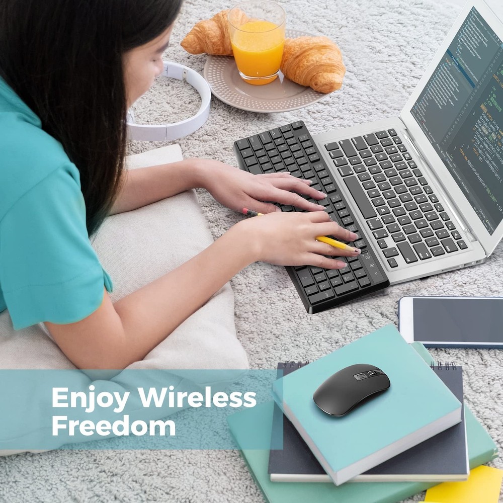 Wireless Keyboard and Mouse Combo, Lovaky 2.4G Full-Sized Ergonomic Keyboard Mou