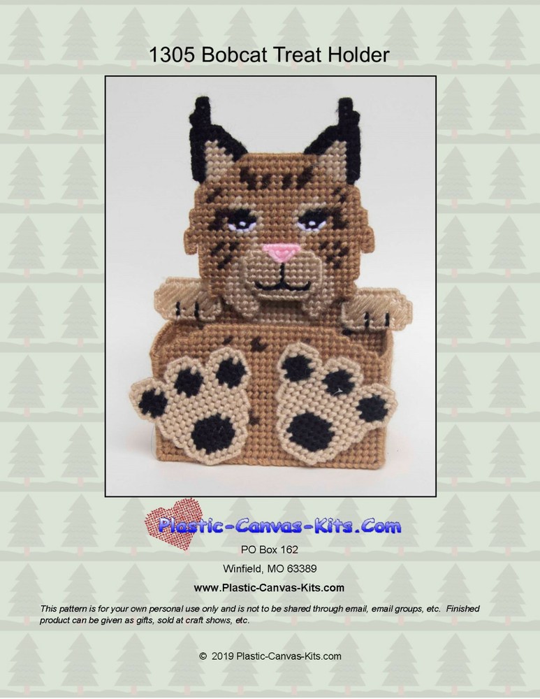 Bobcat/Lynx Treat Holder- Plastic Canvas Pattern or Kit