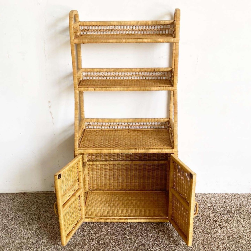 Boho Chic Rattan and Wicker Etagere