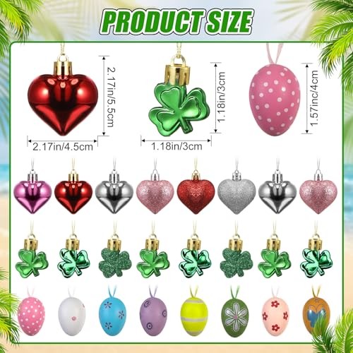 72 Pcs Easter Ornaments for Tree Valentines Day Tree Plastic Glitter Style