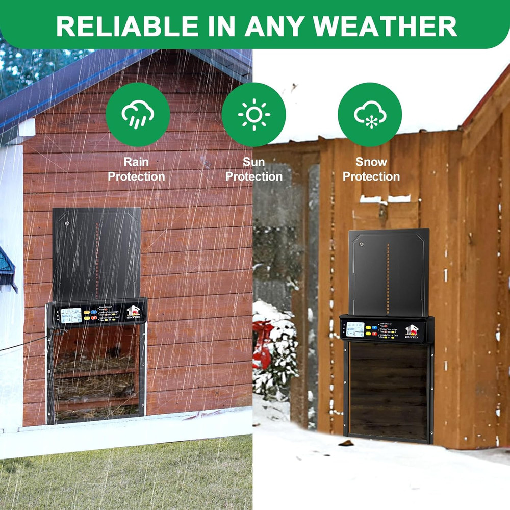 Automatic Chicken Coop Door Solar Powered with Remote Control Manual Mode, Timer