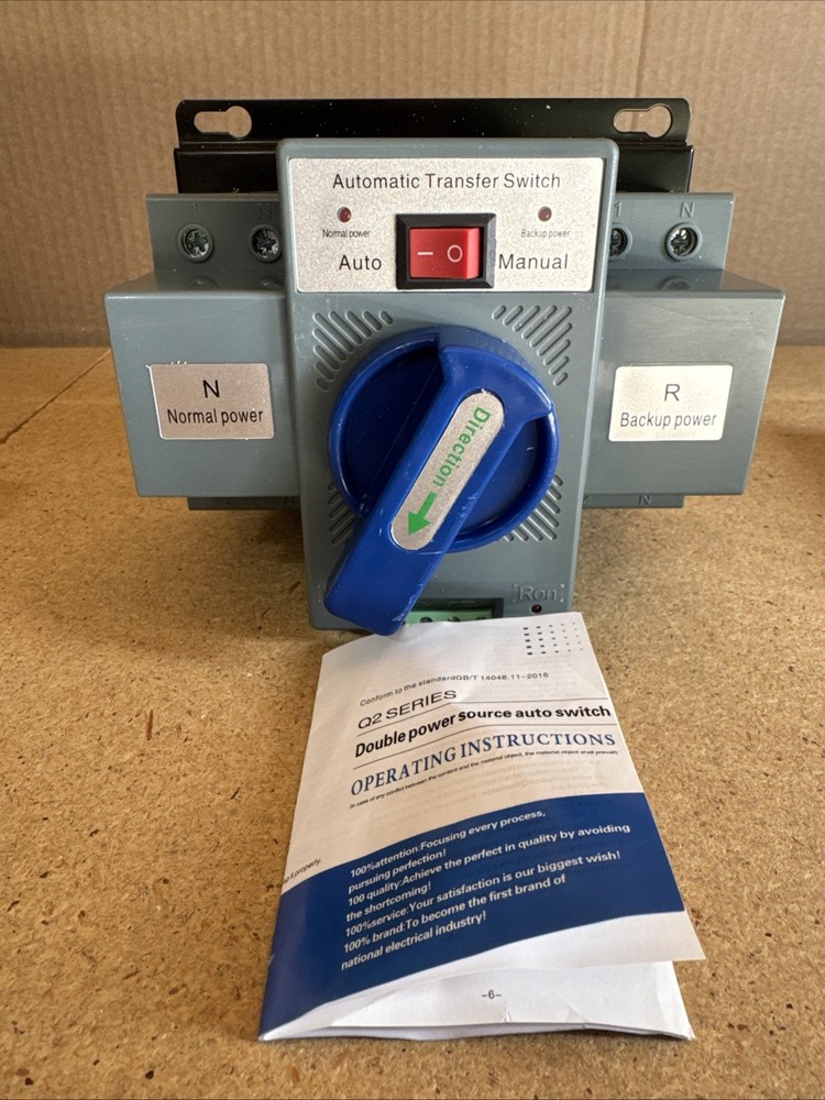 Double Power Source Automatic Transfer Switch Q2 Series 63 Amp 2 Pole*FREE SHIP*