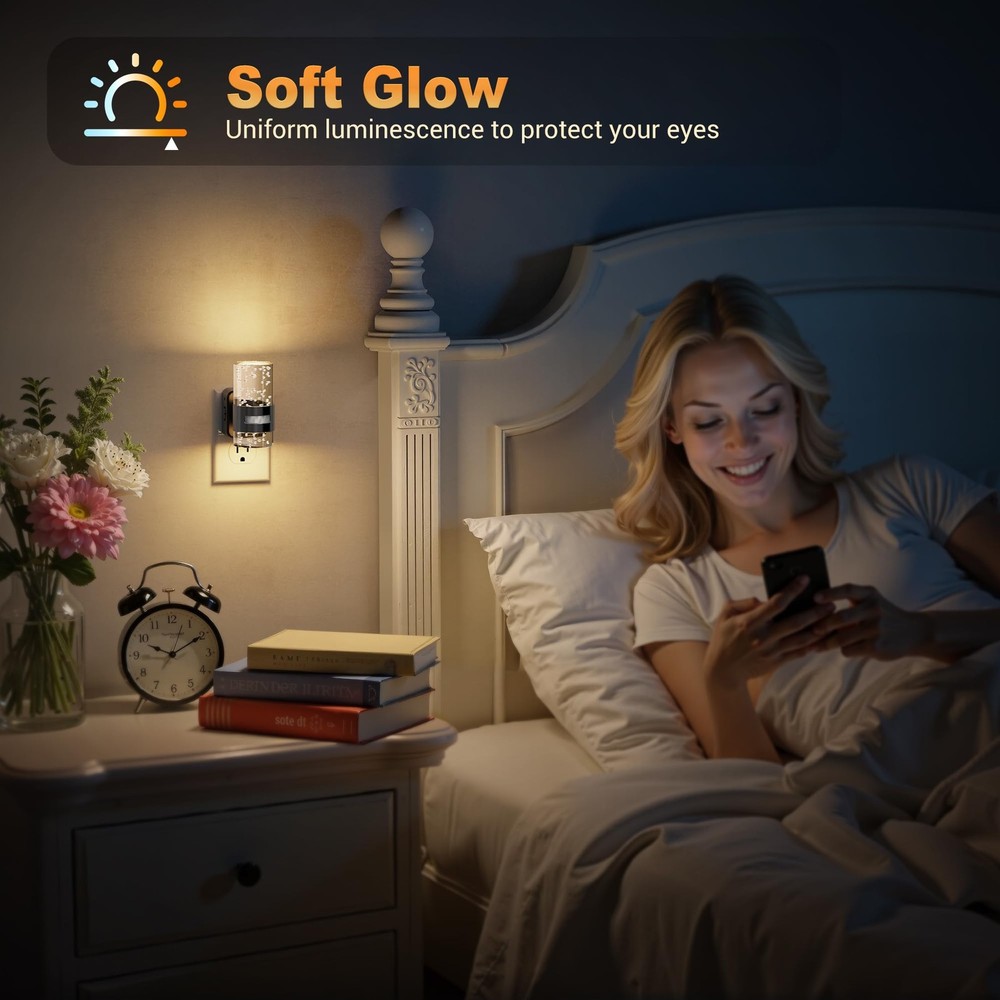 JandCase Motion Sensor Night Light, Night Lights Plug Into Wall, 2 Pack 3000k LE