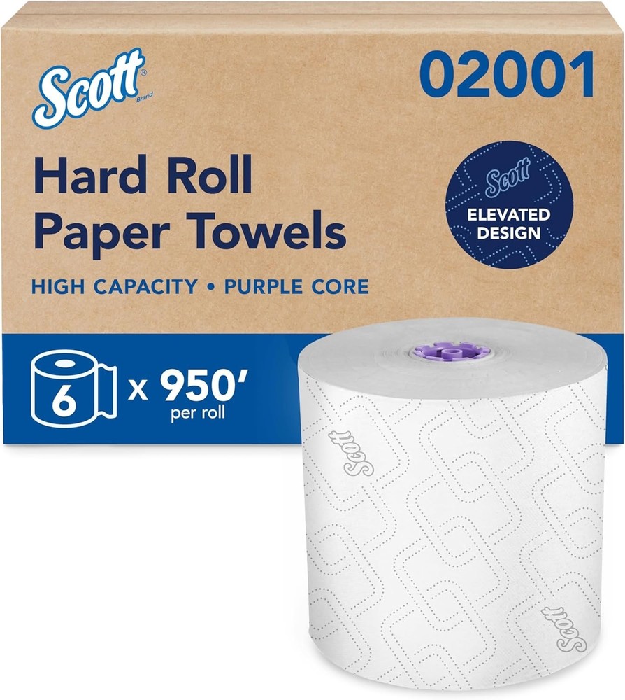 High-Capacity Hard Roll Paper Towels Bulk 02001 Hardwound Elevated Design