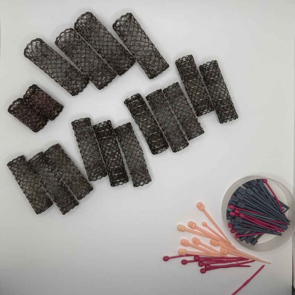 Vintage Mesh Rollers with Picks Clips Styling Booklet