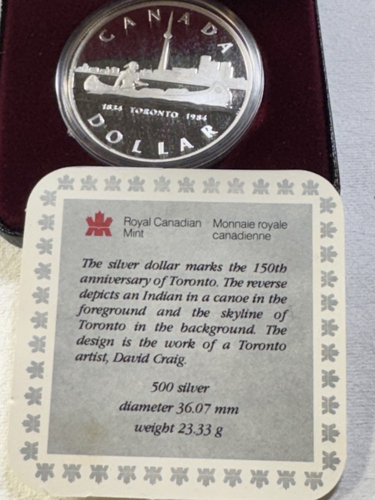 1984 Canada 1 Dollar Silver Proof Coin Toronto