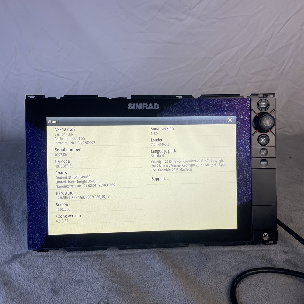 Simrad NSS12 Evo2 12" Touchscreen MFD Chartplotter Head Unit With Power Cord