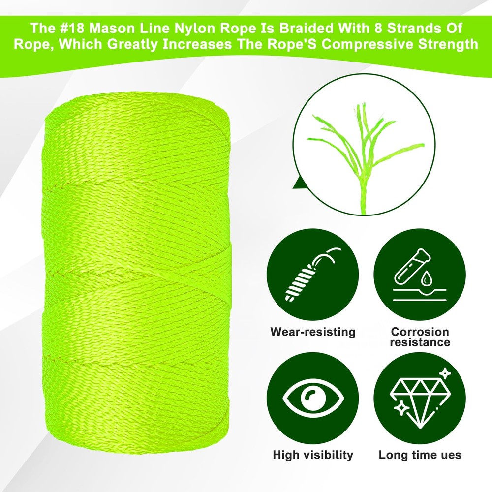 6 Pack Mason Line String, #18 540 Feet 8 Braided Construction Nylon String Li...