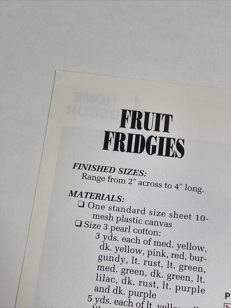 Fruit Fridgies Magnets Annie's Plastic Canvas Pattern