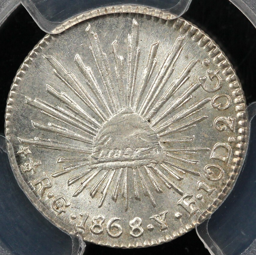 1868-GO YF 1/2R Mexico Half Real PCGS MS 65  *Secure Shield*