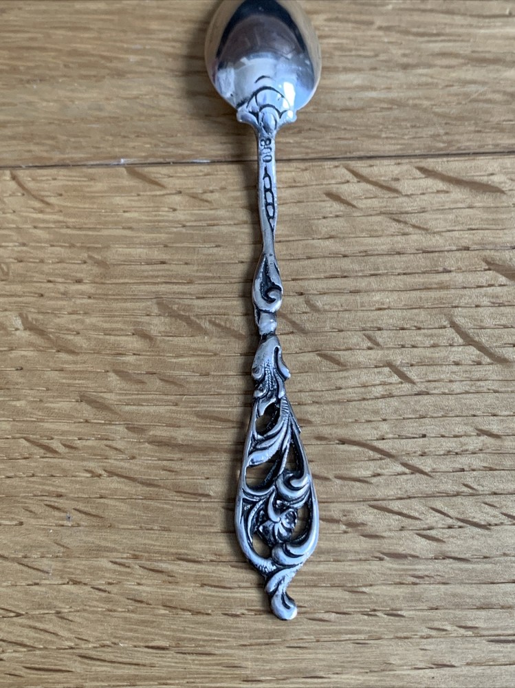 Mocha Spoon Espresso Spoon Floral Pattern 800 Silver