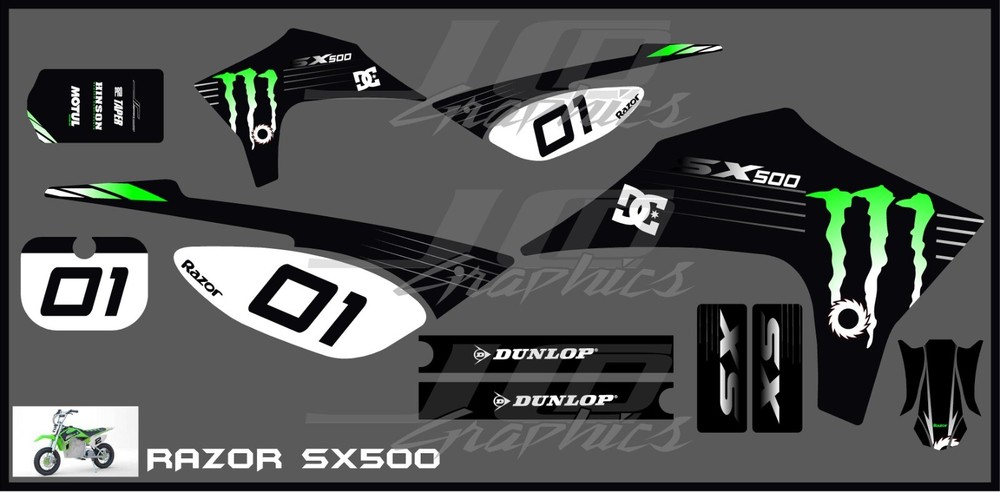 Razor SX500 graphics kit decals THICK AND HIGH GLOSS