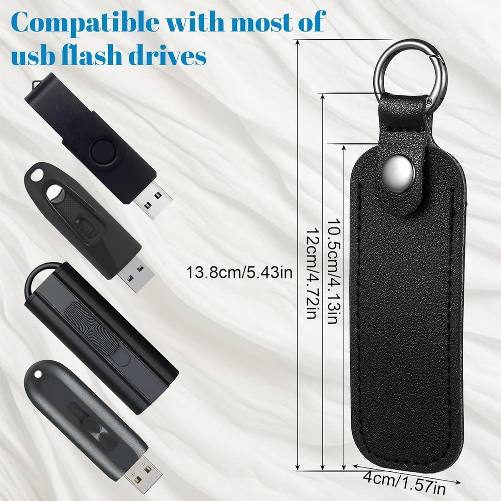 Leather USB Flash Drive Case - Thumb Flash Drive Holder USB Storage, Secure Trav