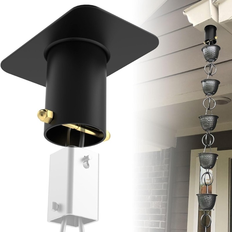 Rain Chain Gutter Adapter Black Coated Aluminum Rain Chain Installer