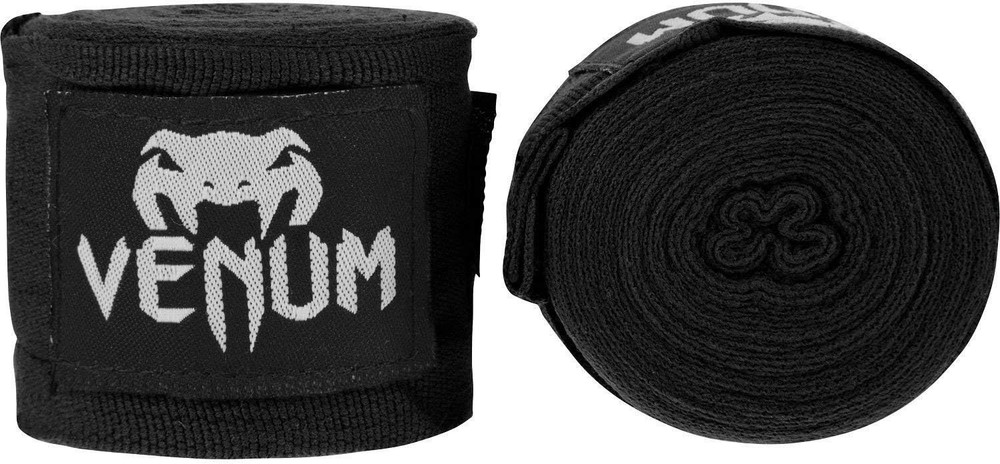 Black Venum Kontact Hand Wraps - Elasticated Design for Training Excellence