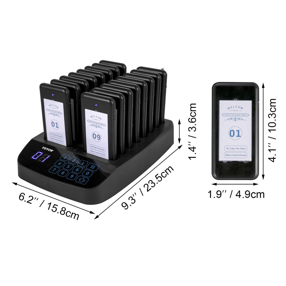 16 Pagers Wireless Restaurant Paging System With Touch Screen Control