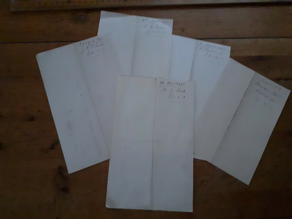 1910/13 five stamped &signed receipts Challinors & Shaw