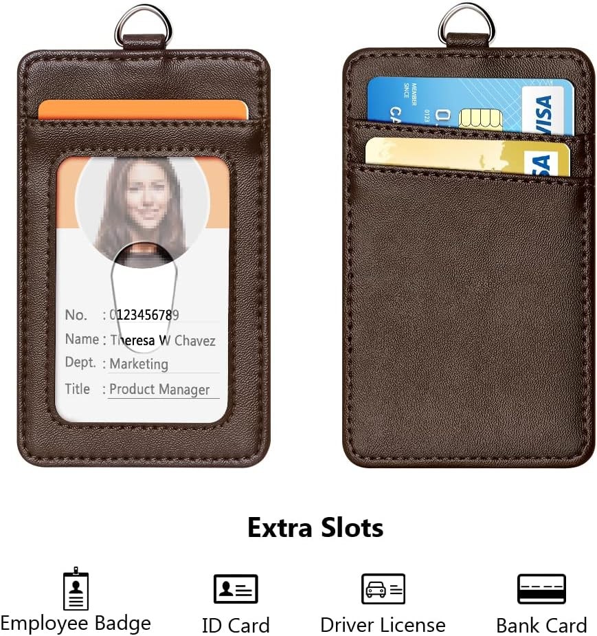Leather Badge Holder and Adjustable Retractable 1 Pack, Gs-dark Brown