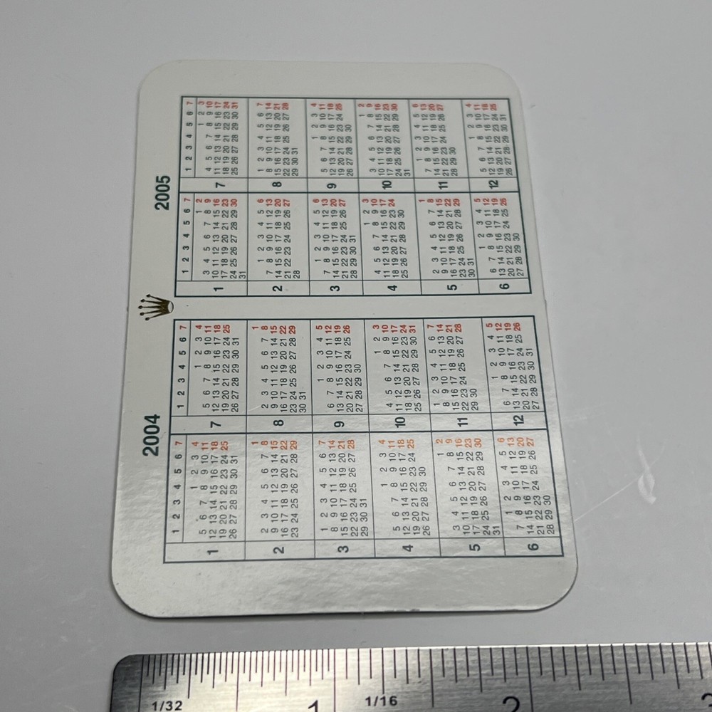 Authentic Rolex Calendar Card 2004 - 2005