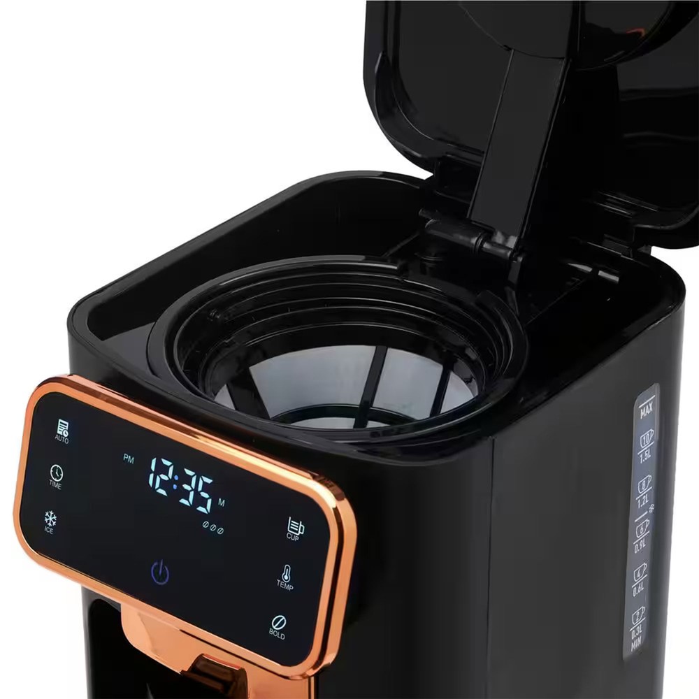 Haden Dual Brew 12 Cup Hot & Ice Programmable Digital Coffee Maker, Black/Copper