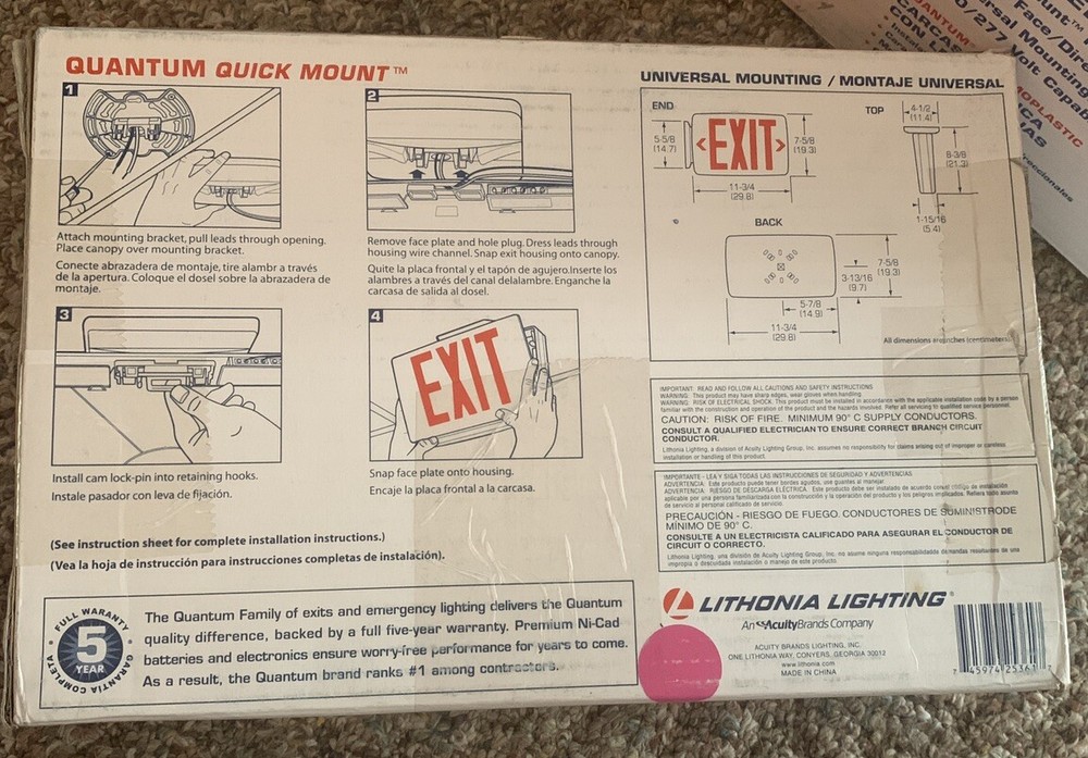 EXIT Lithonia Lighting Quantum Thermoplastic Led Emergency Red White Housing (3)