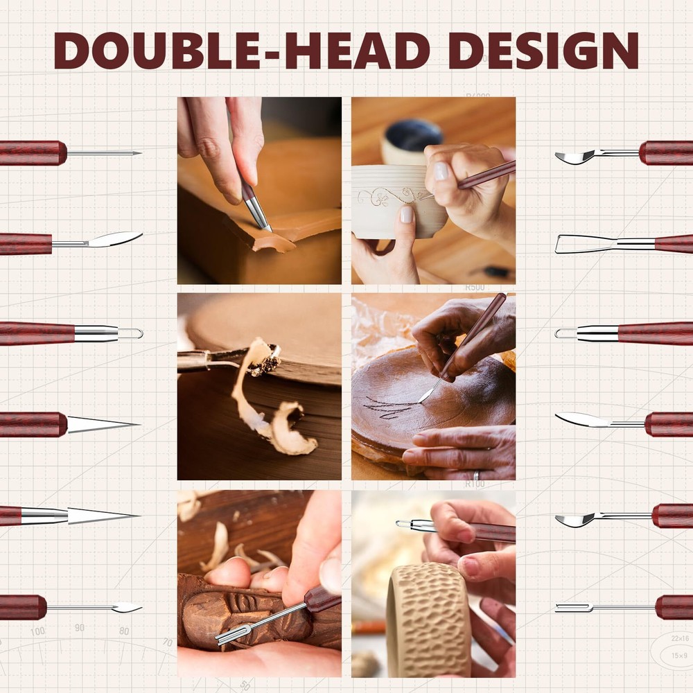 Clay Tools Sculpting Doublesided Polymer Carving Tools Kit Wood Ceramic Tool Set