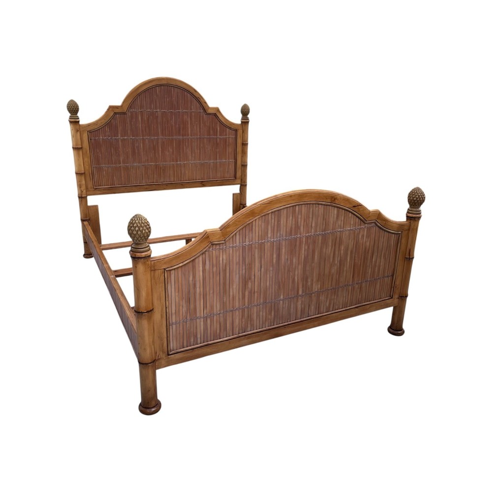 Tommy Bahama Style Split Bamboo Queen Size bed with pineapple finials