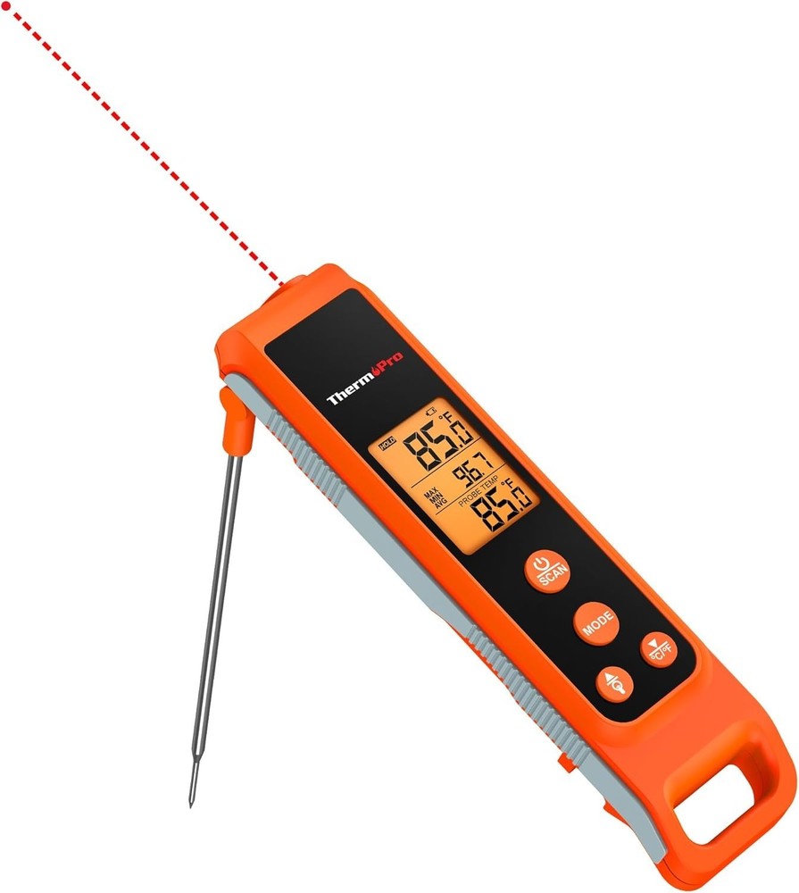 User-Friendly Instant Read Infrared Thermometer with Meat Probe - Compact Design