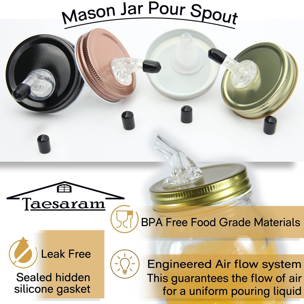 Mason Jar Pour Spouts Lid TinPlate Dispenser Multicolor